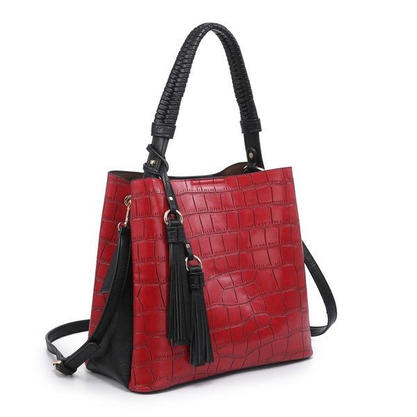 Croc Embossed Vegan Leather Hobo Bag - Mainstream Boutique