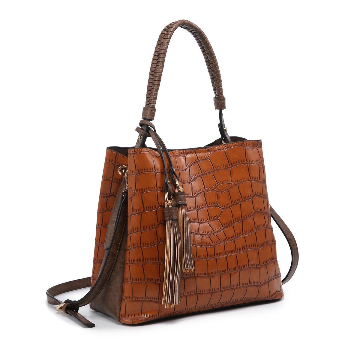 Croc Embossed Vegan Leather Hobo Bag - Mainstream Boutique