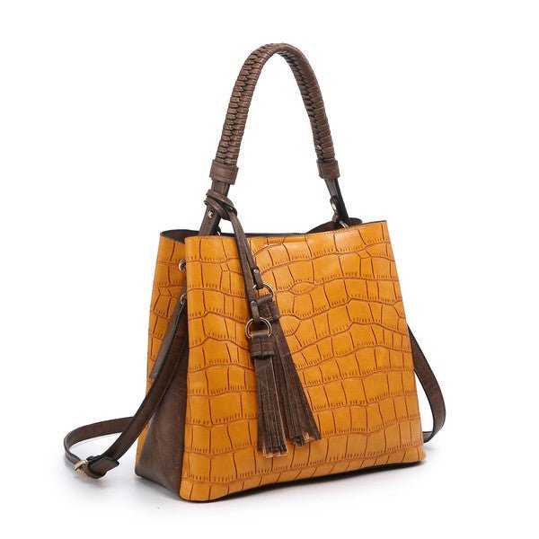 Croc Embossed Vegan Leather Hobo Bag - Mainstream Boutique