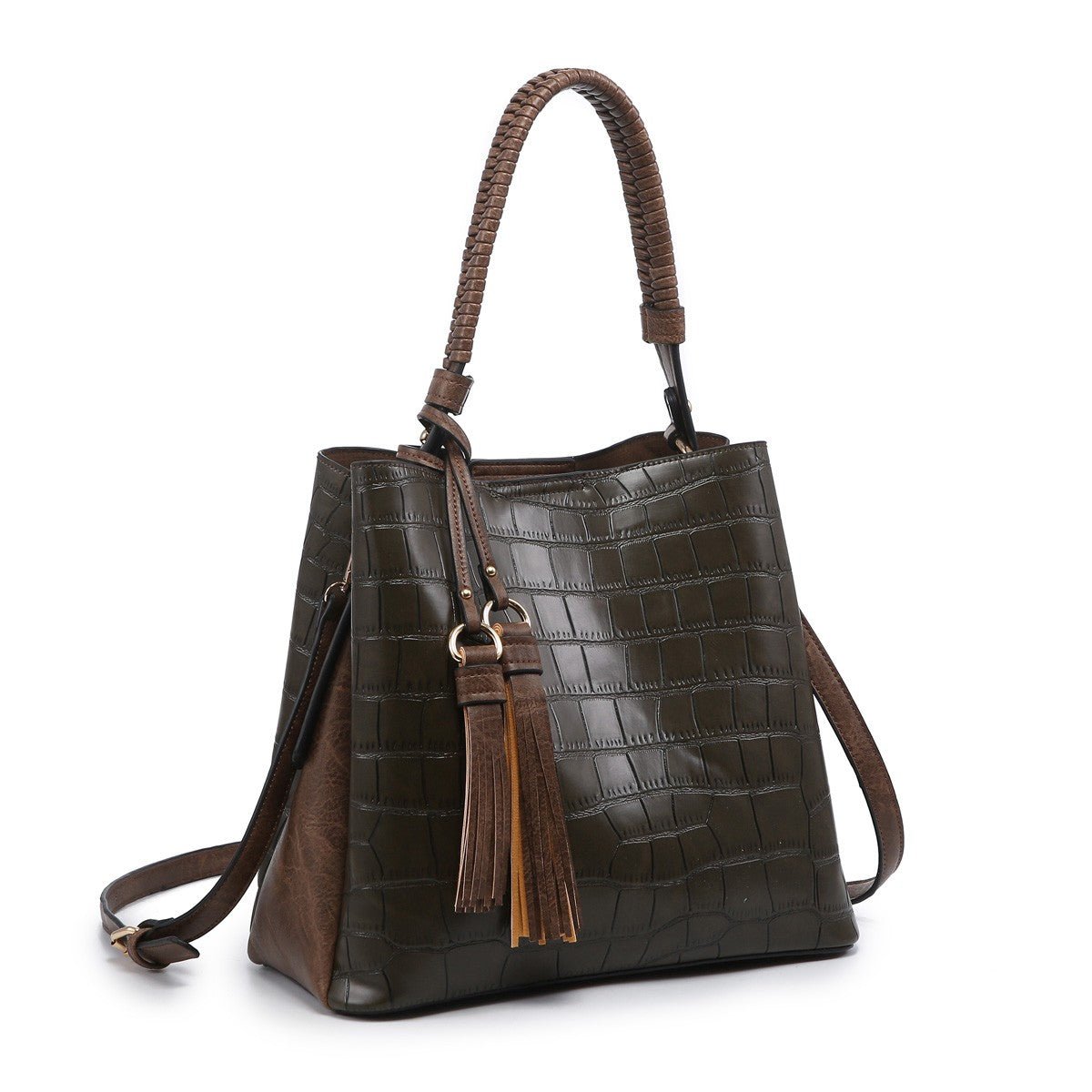 Croc Embossed Vegan Leather Hobo Bag - Mainstream Boutique