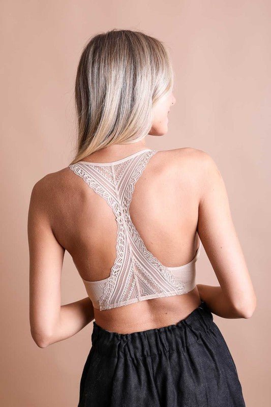 Seamless Front Lace Racerback Bralette - Mainstream Boutique