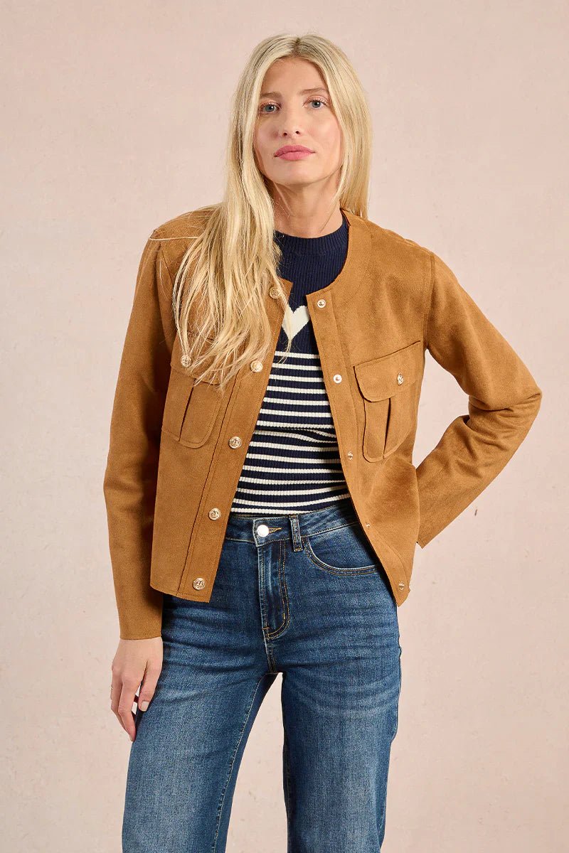 Snap Front Suede Jacket - Mainstream Boutique