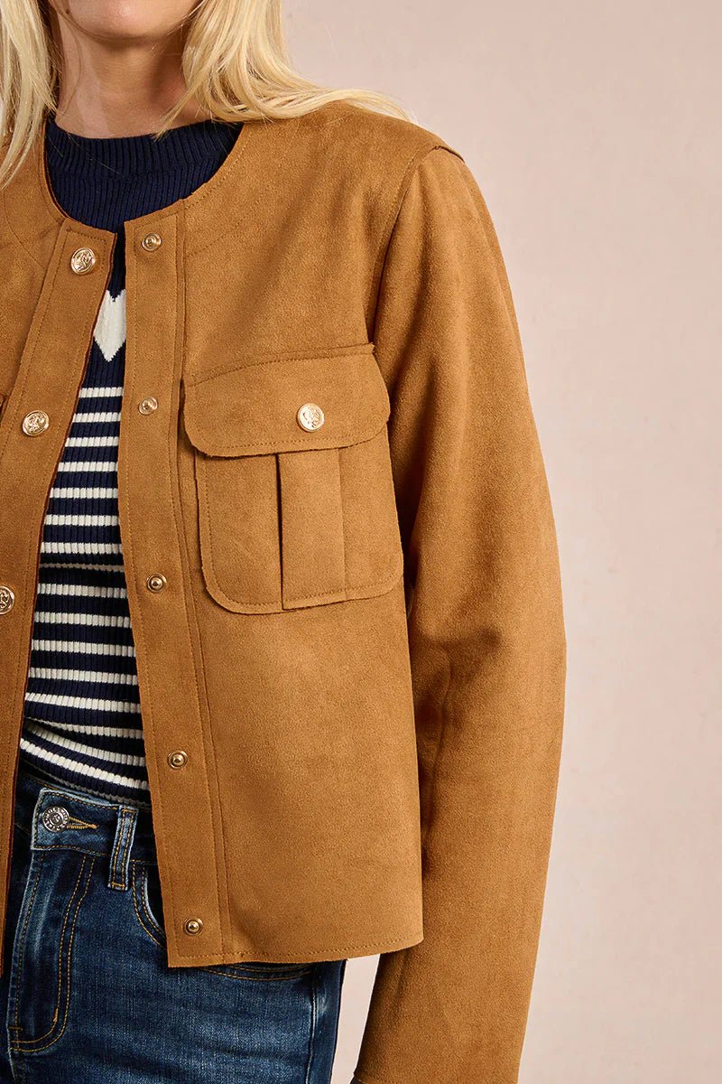 Snap Front Suede Jacket - Mainstream Boutique