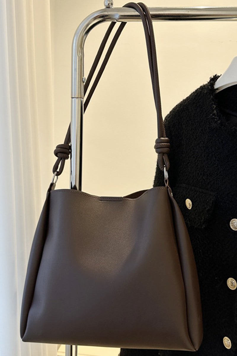 Knotted Strap Faux Leather Tote Bag - Mainstream Boutique