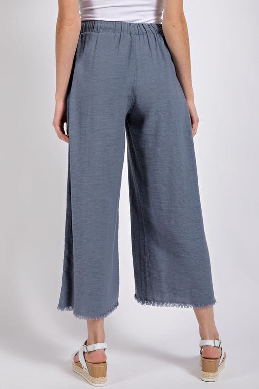 Frayed Hem Drawstring Pants - Mainstream Boutique
