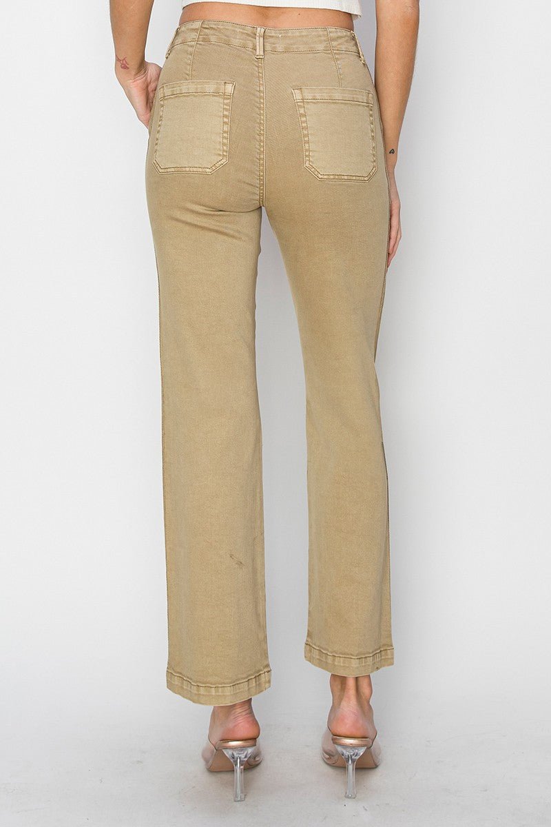 High Rise Side Twill Tape Detail Straight Leg Jean - Mainstream Boutique