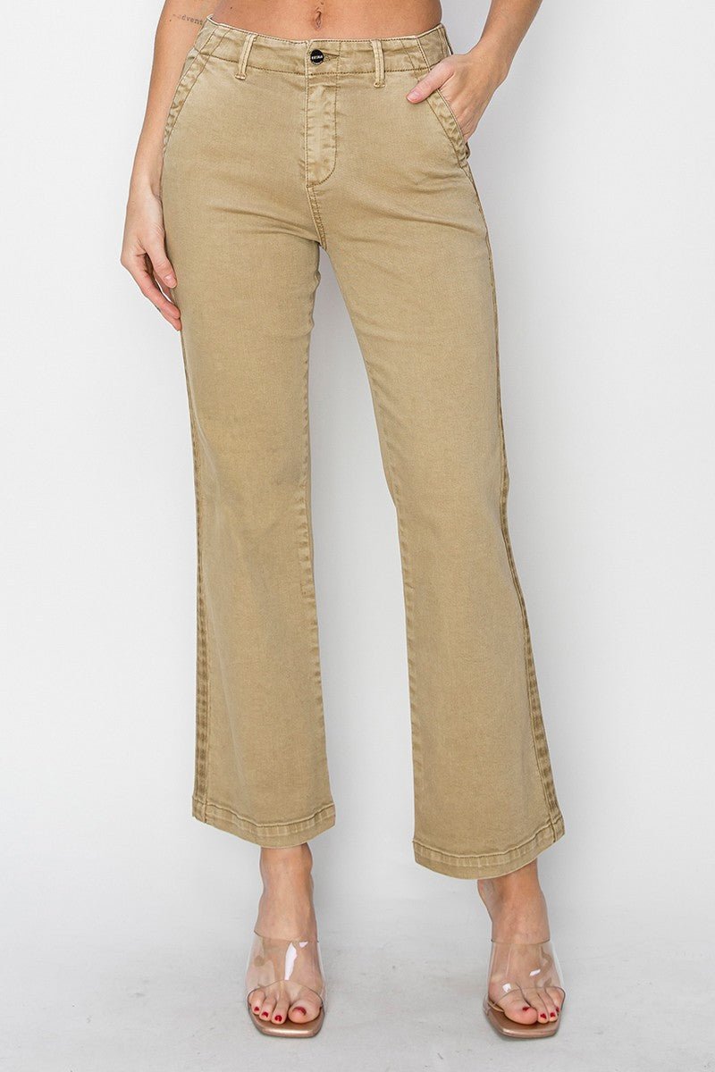 High Rise Side Twill Tape Detail Straight Leg Jean - Mainstream Boutique