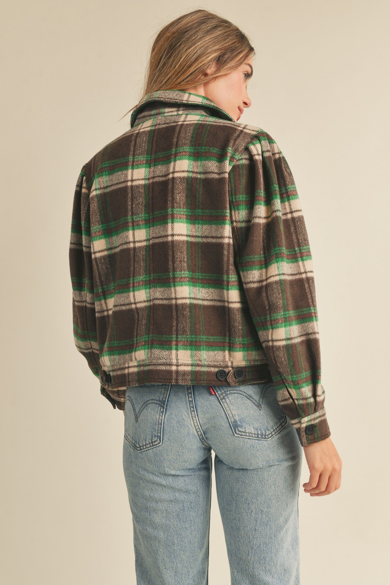 Flannel Checkered Puff Jacket - Mainstream Boutique