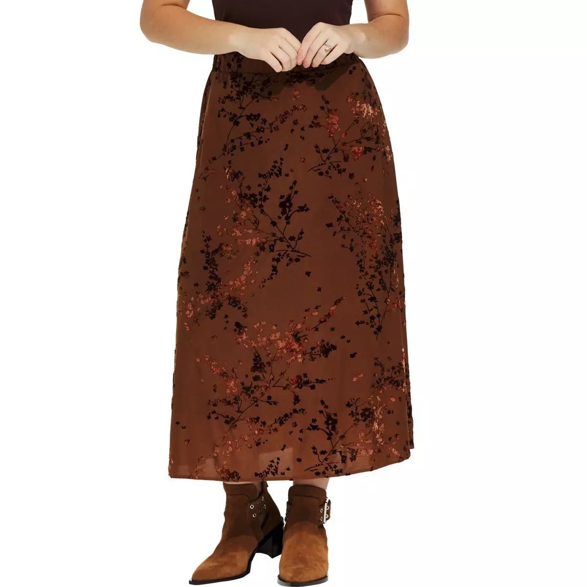Midi Slip Skirt With Floral Detail - Mainstream Boutique