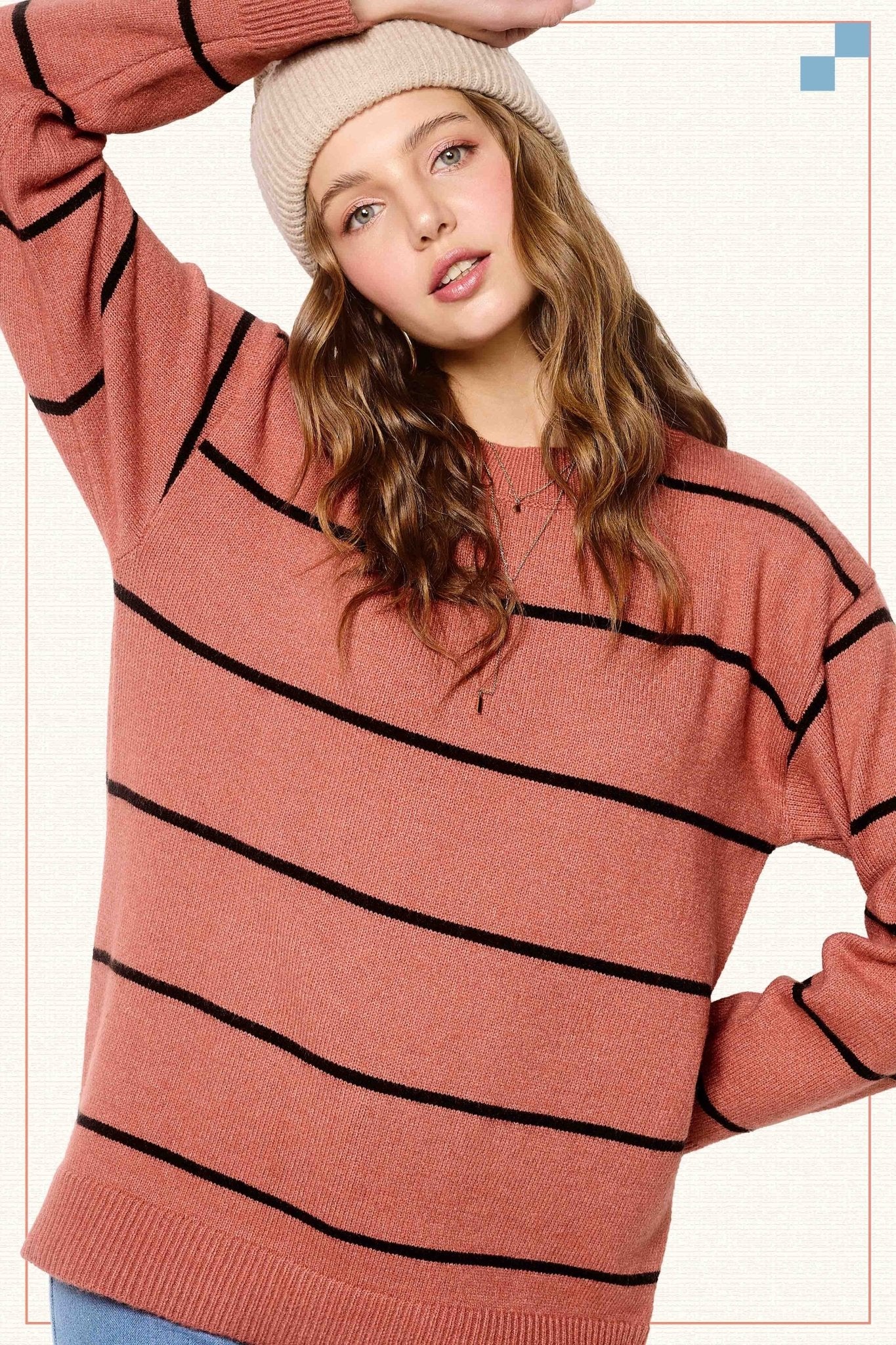 Loose Fit Stripe Sweater Top - Mainstream Boutique
