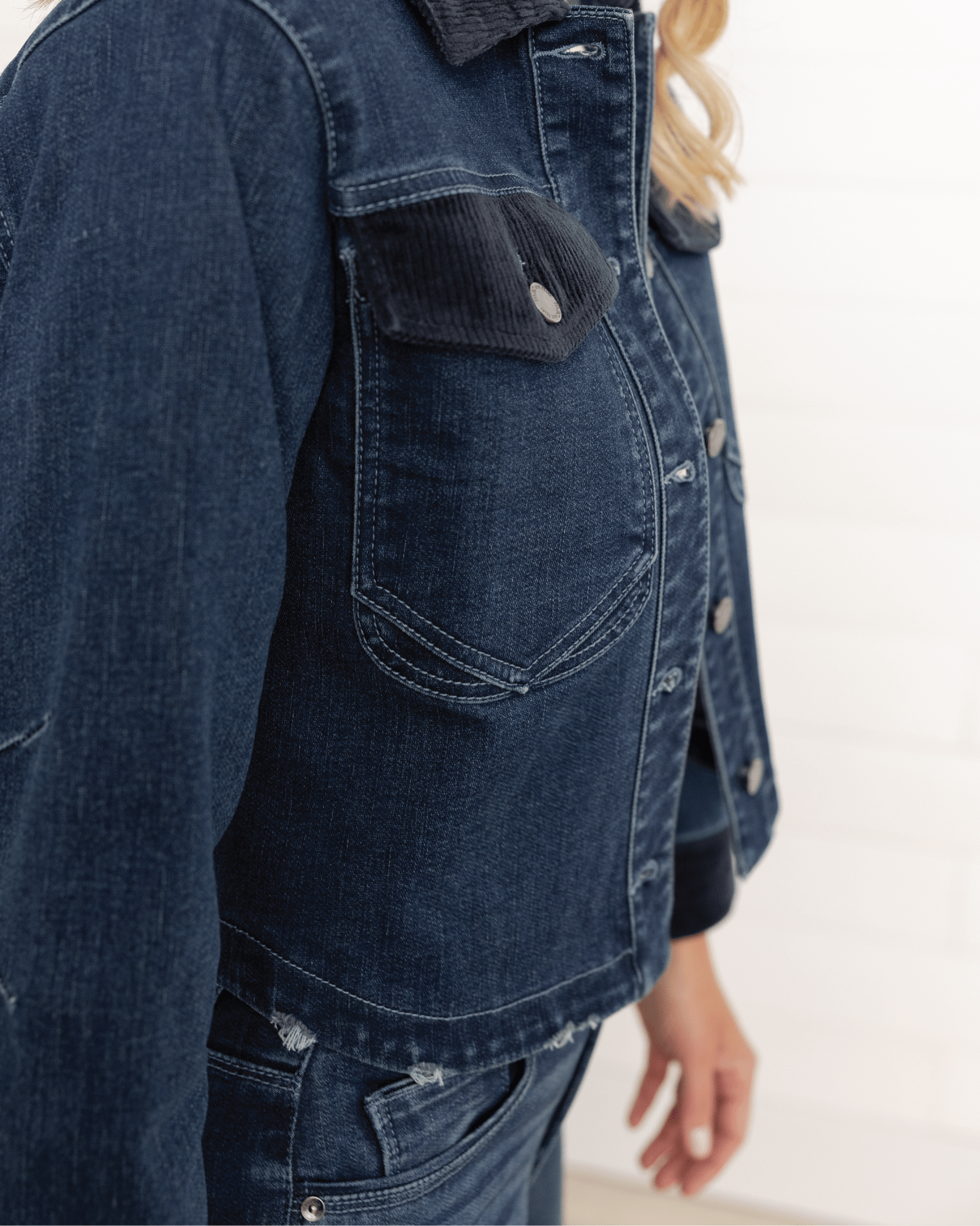 Mac And Me Oversized Pocket Jacket W/ Corduroy - Mainstream Boutique