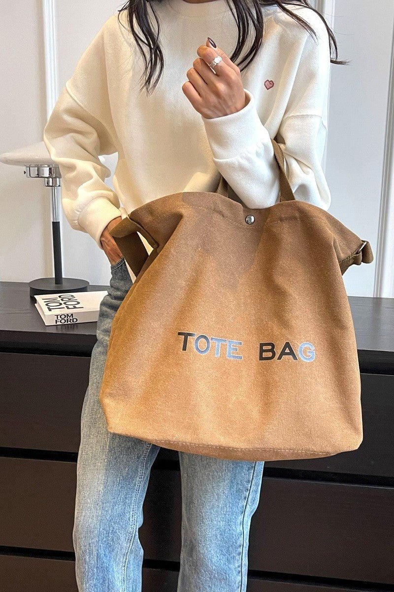 Canvas Shoulder Tote Bag - Mainstream Boutique