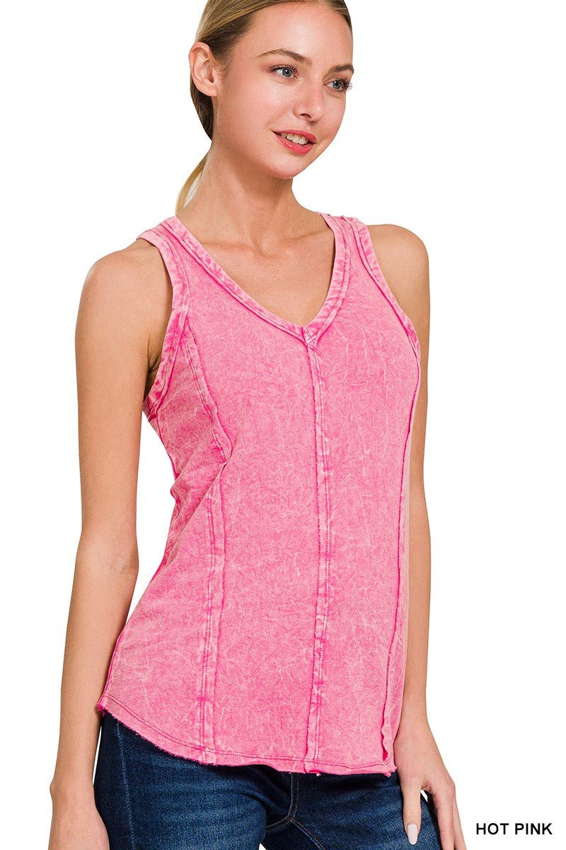 Mineral Wash Tailored Panel V - Neck Tank - Mainstream Boutique