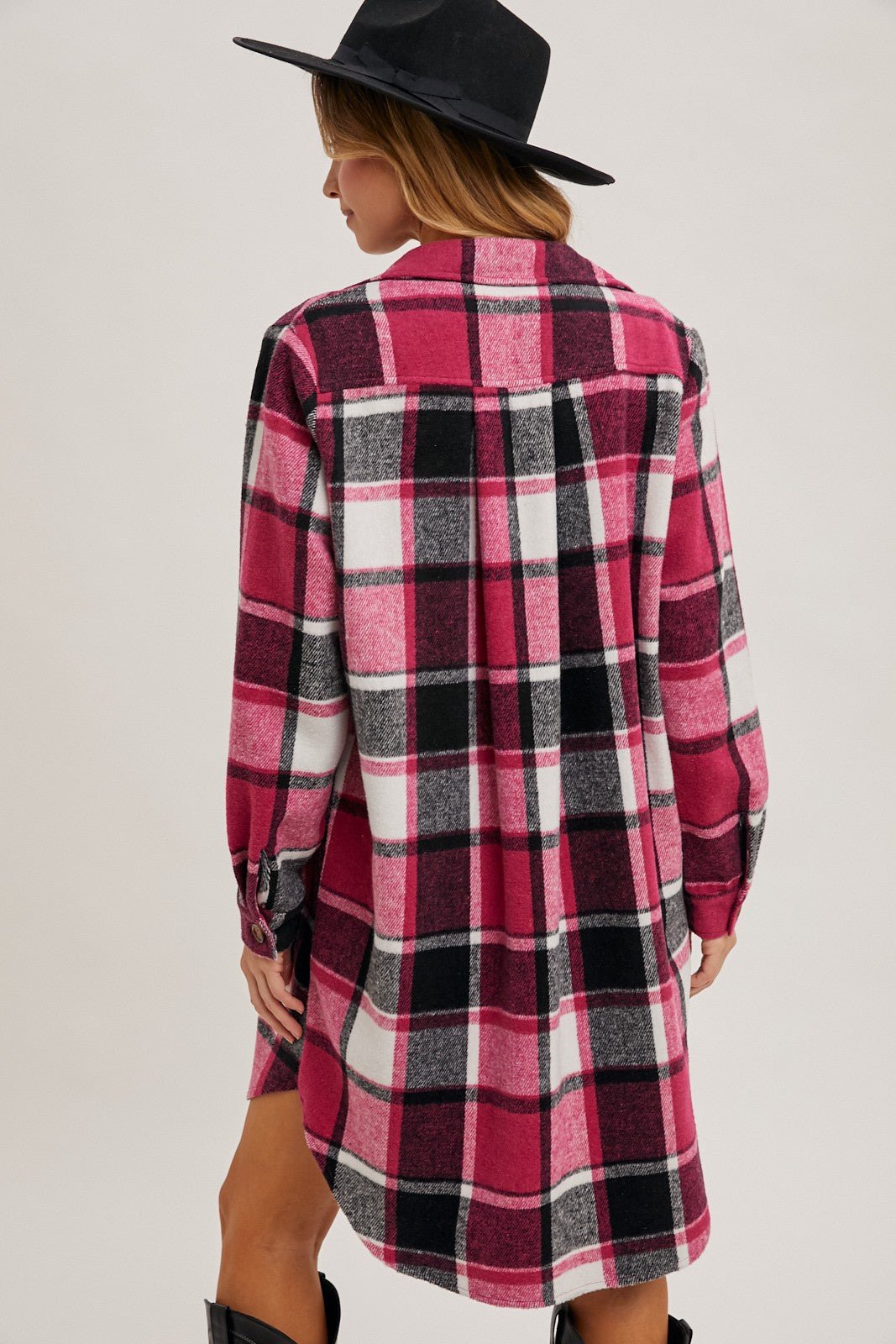 Flannel Plaid Longline Shacket - Mainstream Boutique