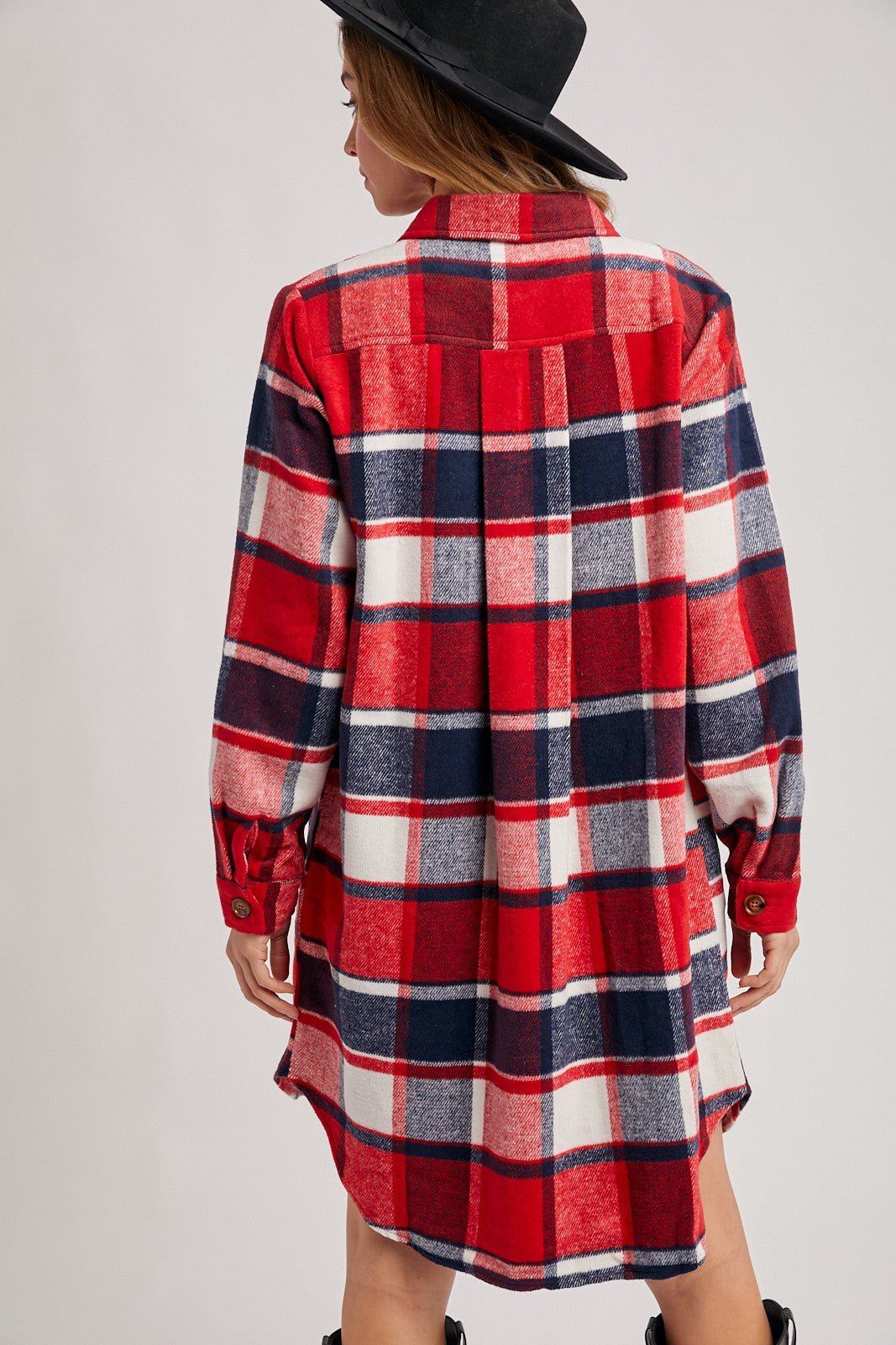 Flannel Plaid Longline Shacket - Mainstream Boutique