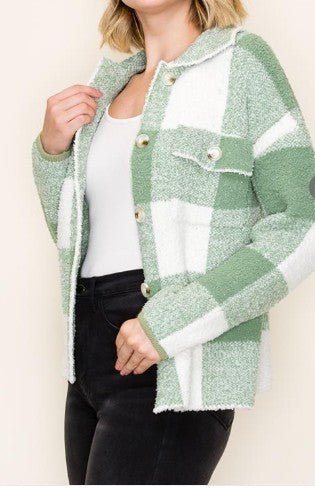 Meadow Mist Plaid Sweater Jacket - Mainstream Boutique