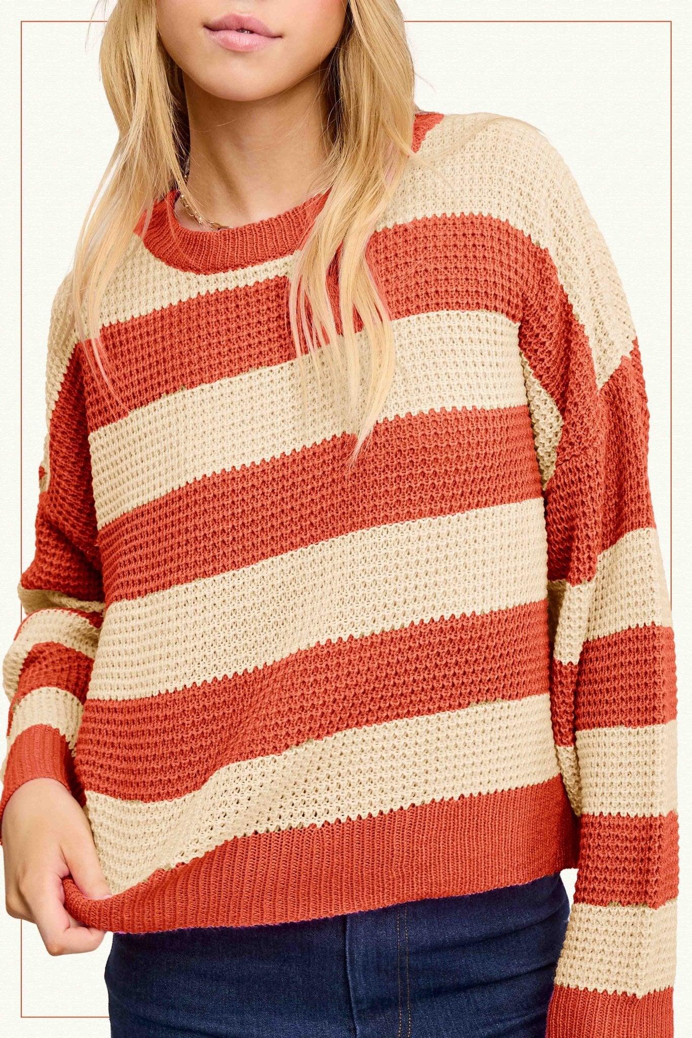 Super Soft Striped Round Neck Loose Fit Sweater - Mainstream Boutique