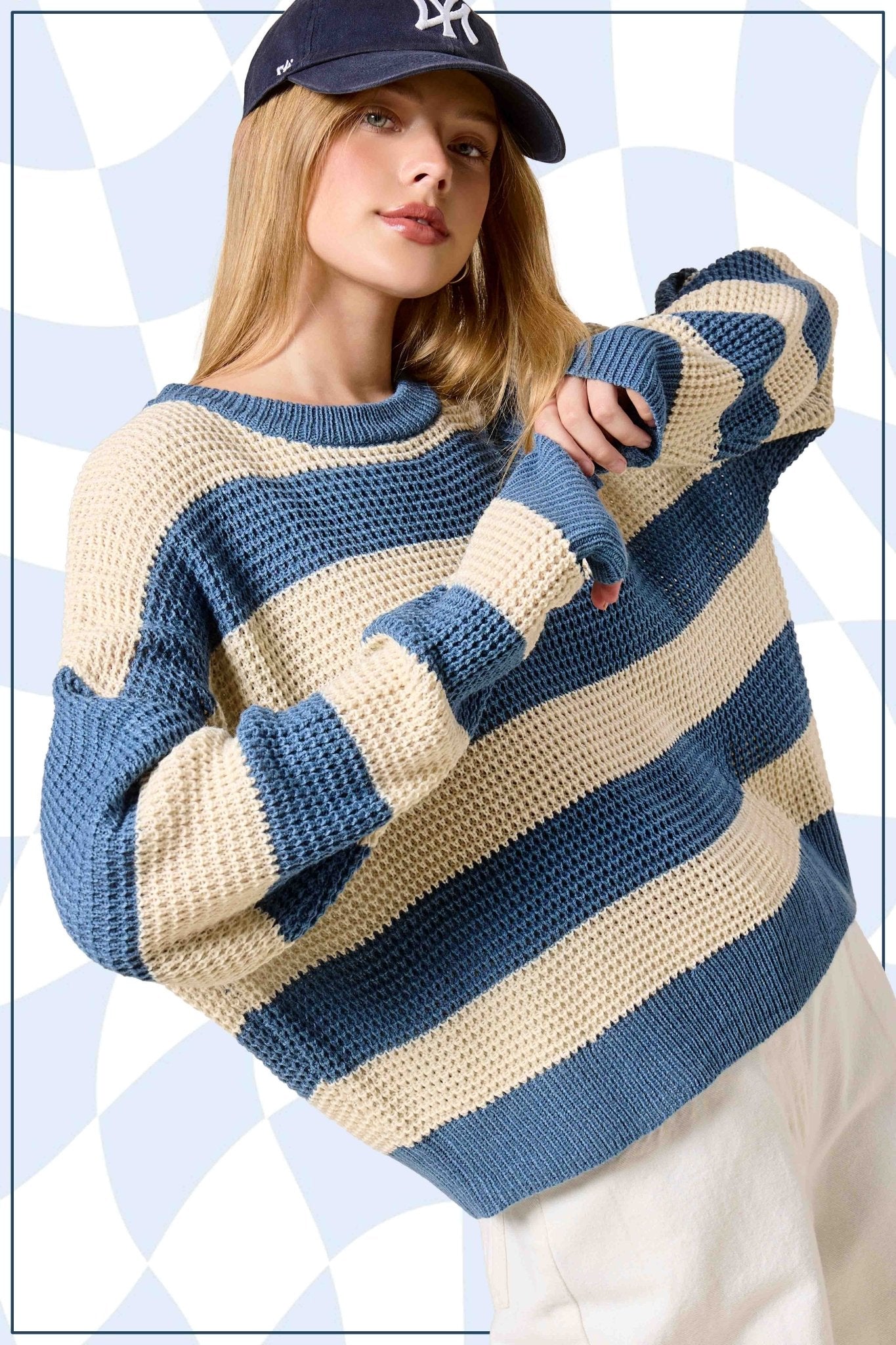 Super Soft Striped Round Neck Loose Fit Sweater - Mainstream Boutique