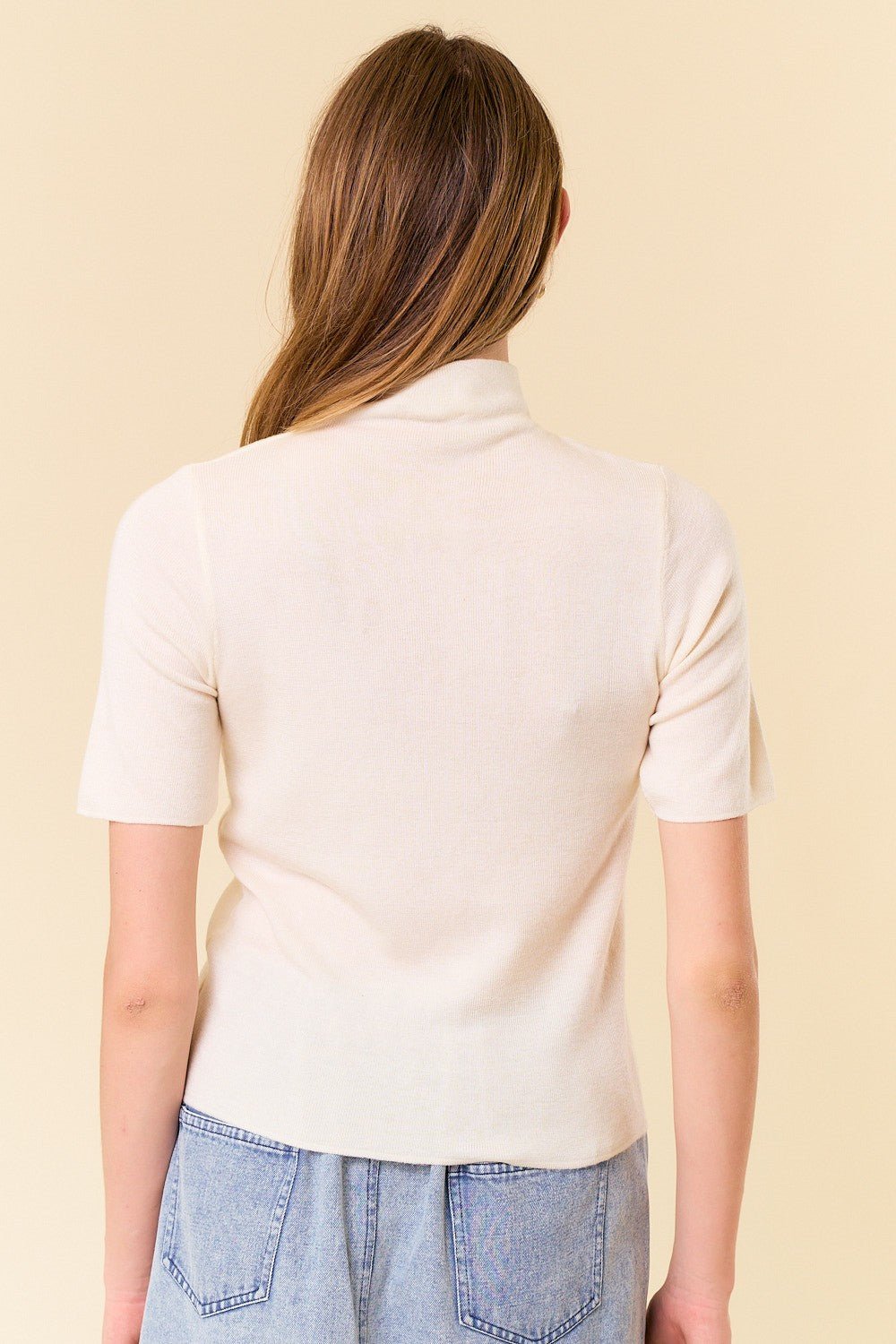 Mock Neck Half Sleeve Sweater Top - Mainstream Boutique