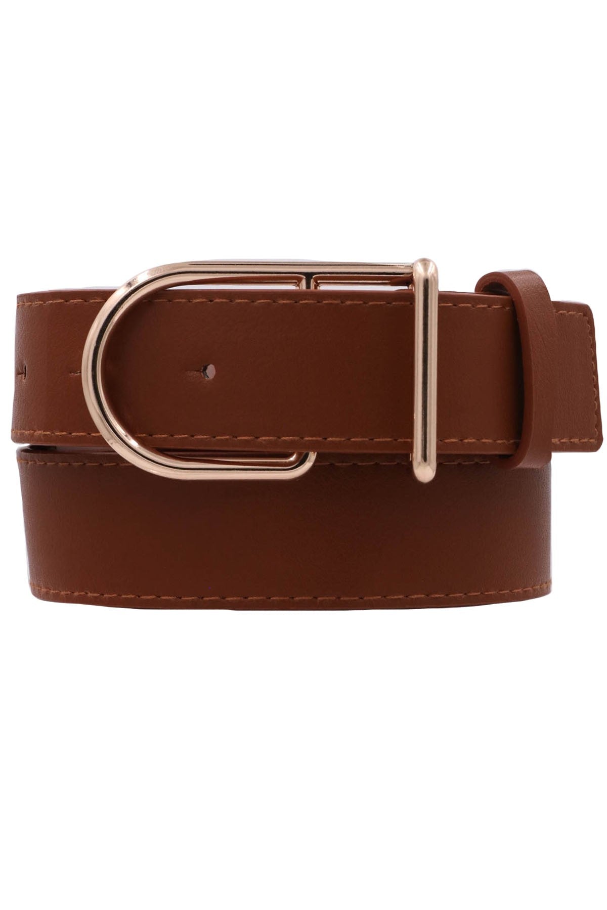 Metal Asymmetrical D Buckle Faux Leather Belt - Mainstream Boutique