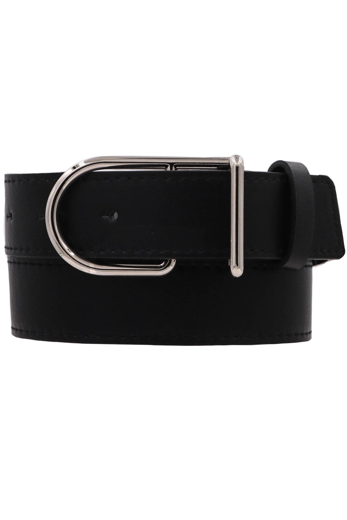 Metal Asymmetrical D Buckle Faux Leather Belt - Mainstream Boutique