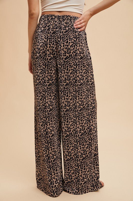 Leopard Plisse Wide Leg Pant - Mainstream Boutique