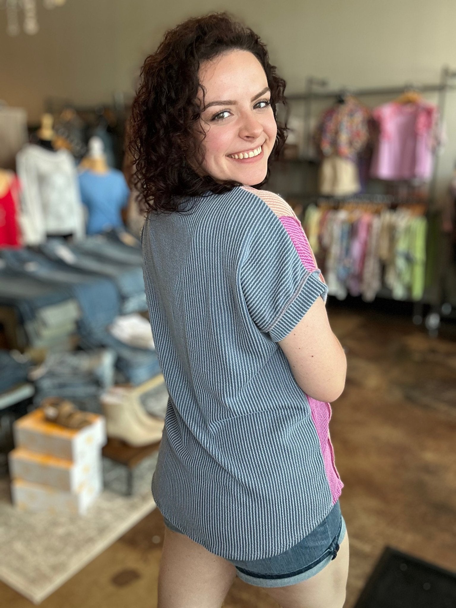 Color Block Twist Rib Top - Mainstream Boutique