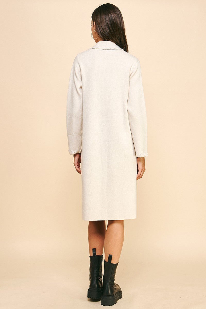 Pinch Edge Detail Open Knit Cardigan - Eggshell - Mainstream Boutique