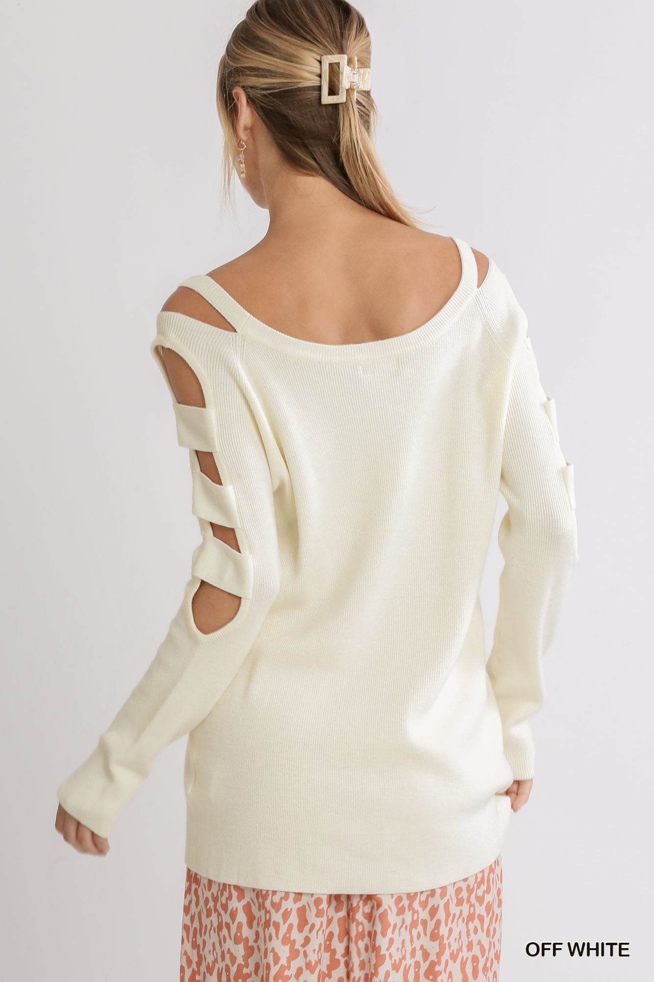 Cutout Cold Shoulder Sweater - Mainstream Boutique
