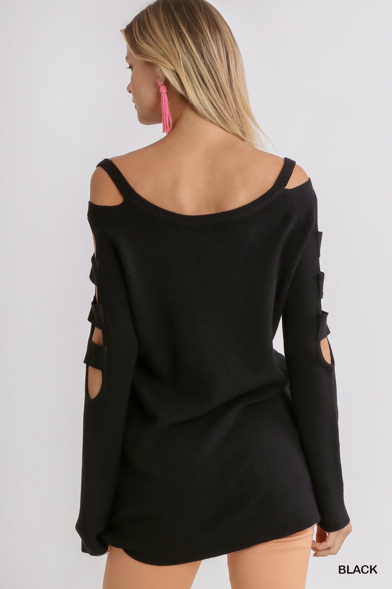 Cutout Cold Shoulder Sweater - Mainstream Boutique
