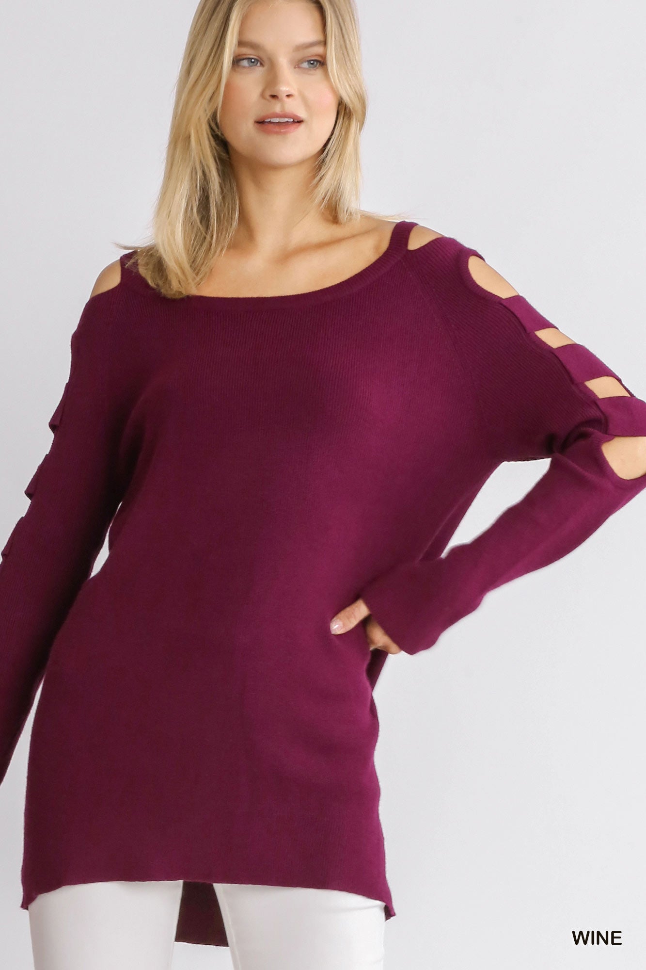Cutout Cold Shoulder Sweater - Mainstream Boutique