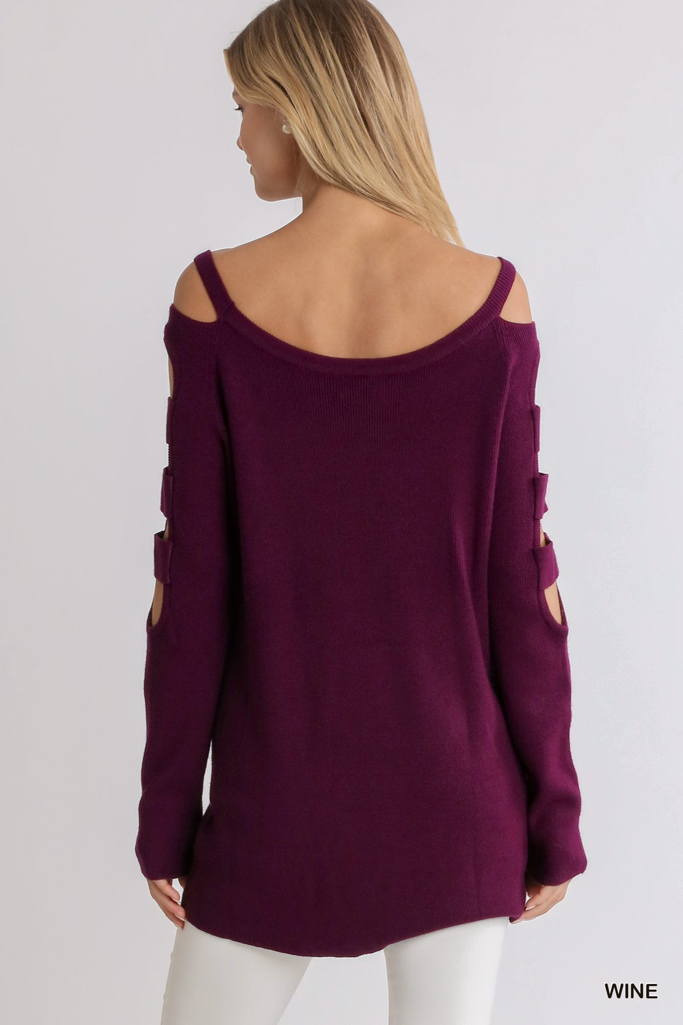 Cutout Cold Shoulder Sweater - Mainstream Boutique