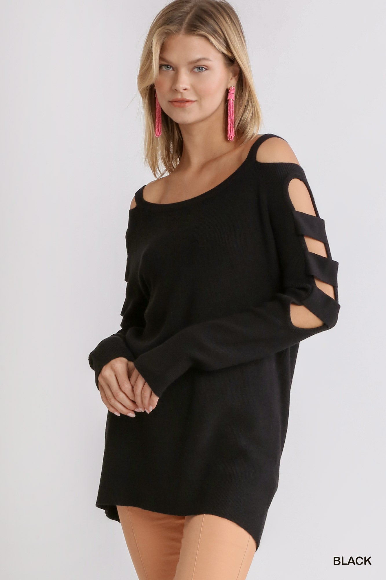 Cutout Cold Shoulder Sweater - Mainstream Boutique