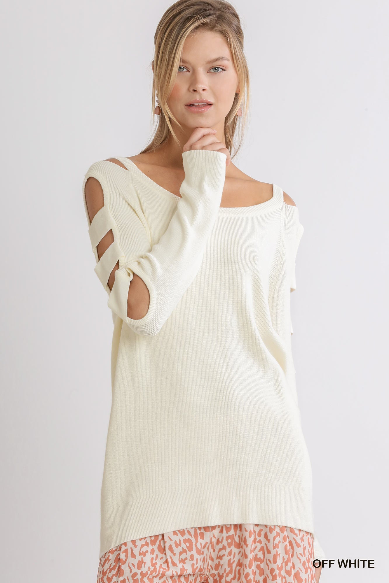 Cutout Cold Shoulder Sweater - Mainstream Boutique