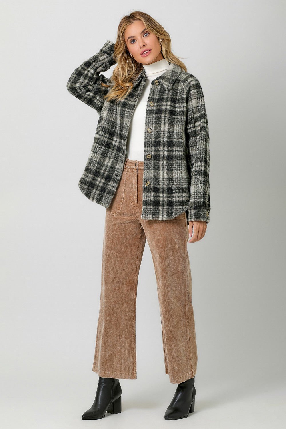 Plaid Button Down Shacket - Mainstream Boutique