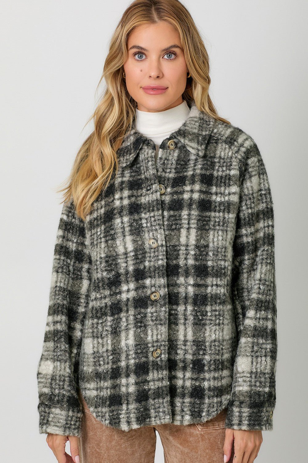 Plaid Button Down Shacket - Mainstream Boutique
