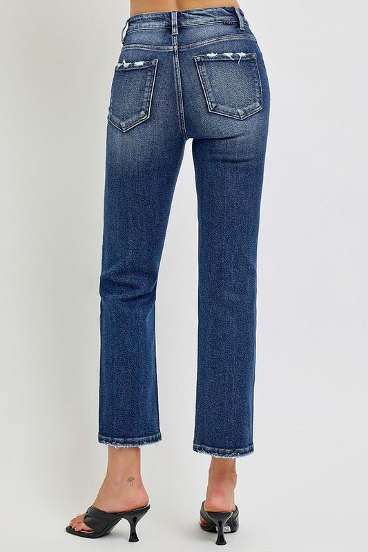 Tummy Control High Rise Crop Straight Jeans - Mainstream Boutique