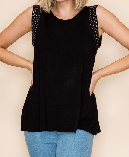 Studded Edge Sleeveless Top - Mainstream Boutique
