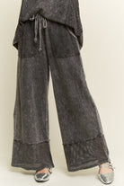 Mesh Detail Wide Leg Pants - Mainstream Boutique