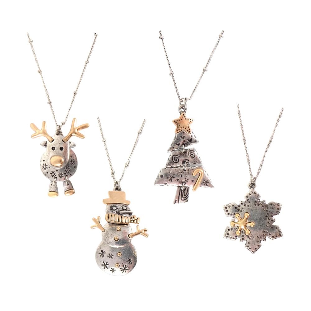TWO TONE Snowman CHRISTMAS NECKLACE - Mainstream Boutique