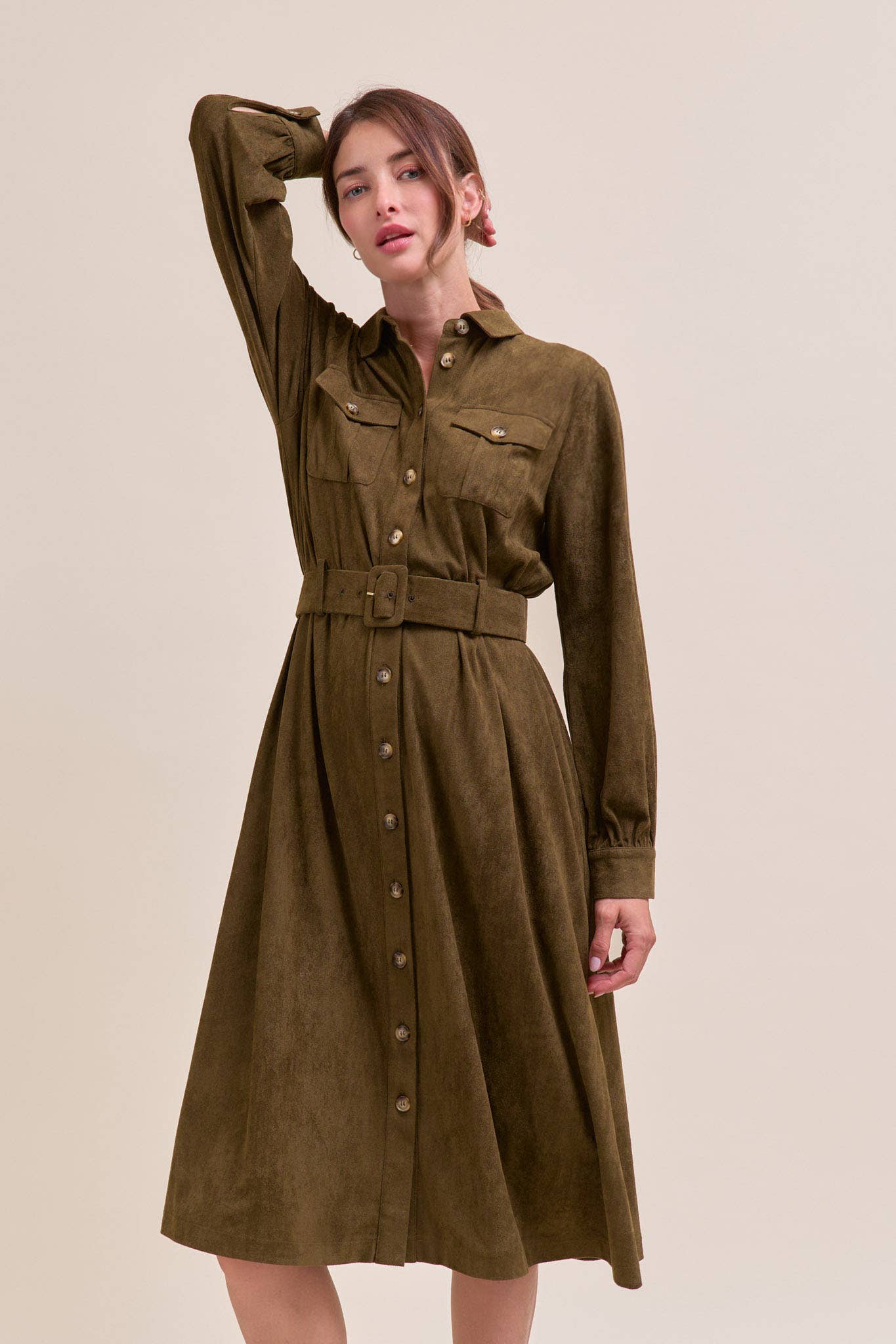 SUEDE SHIRT DRESS MDR4290 - Mainstream Boutique