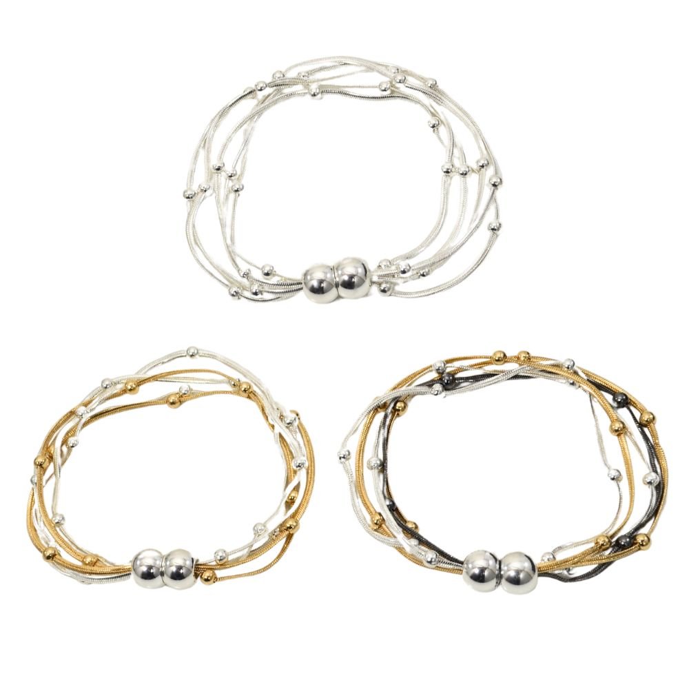 MULTI CHAIN MAGNETIC BRACELET. SILVER, TWO TONE, TRI TONE - Mainstream Boutique