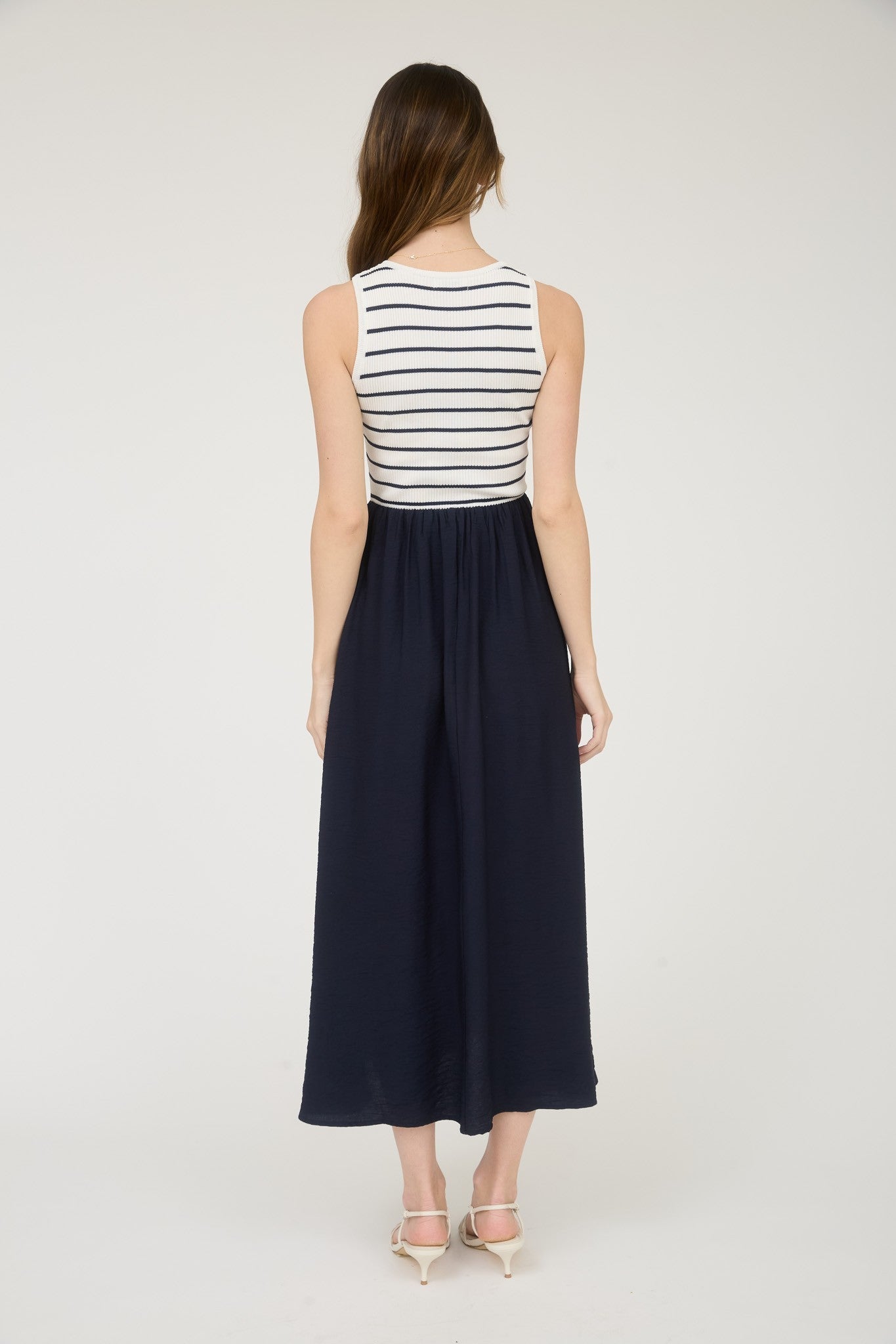 Striped Tank Sleeveless Mixed Media Dress - Mainstream Boutique