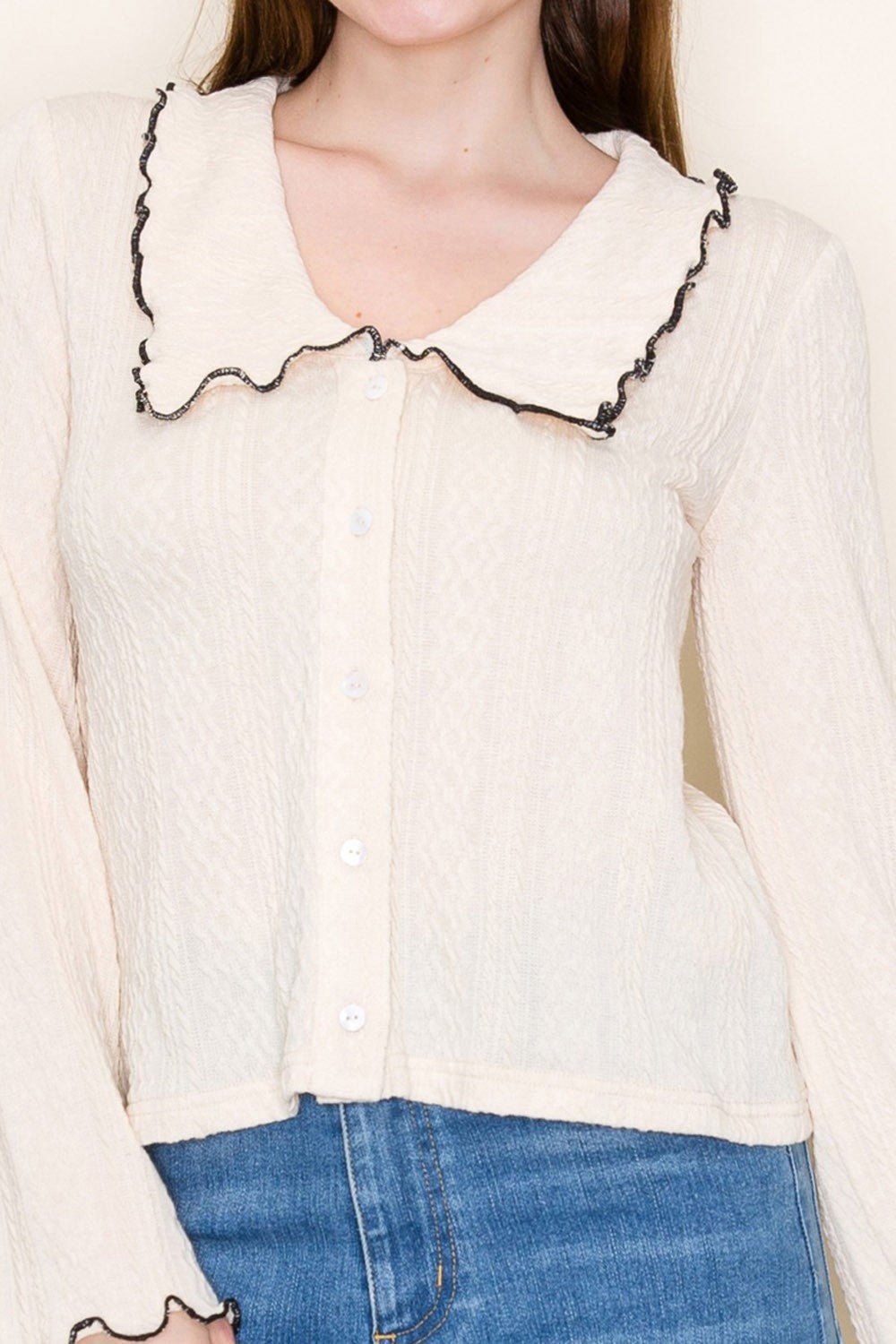Button Down Solid Knit Top - Mainstream Boutique