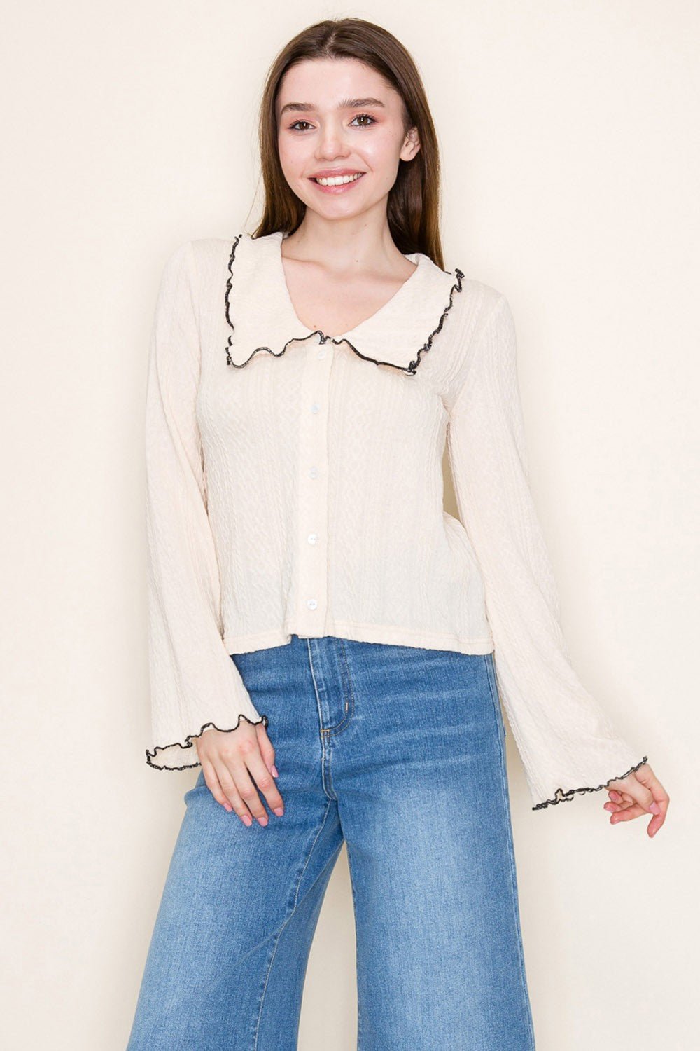 Button Down Solid Knit Top - Mainstream Boutique
