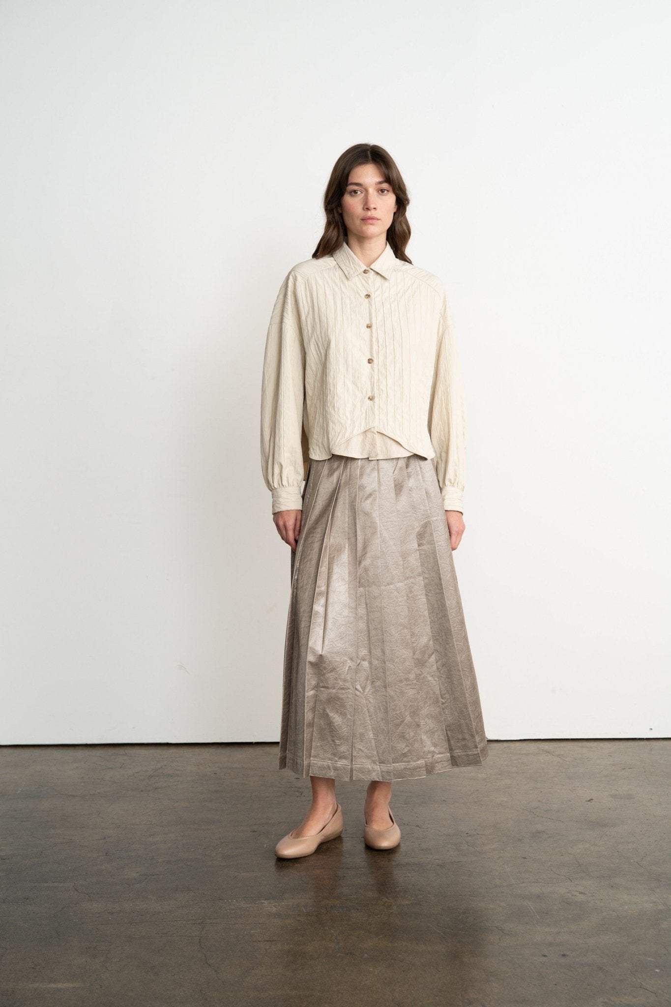Button-Up, Structured Cream Blouse.