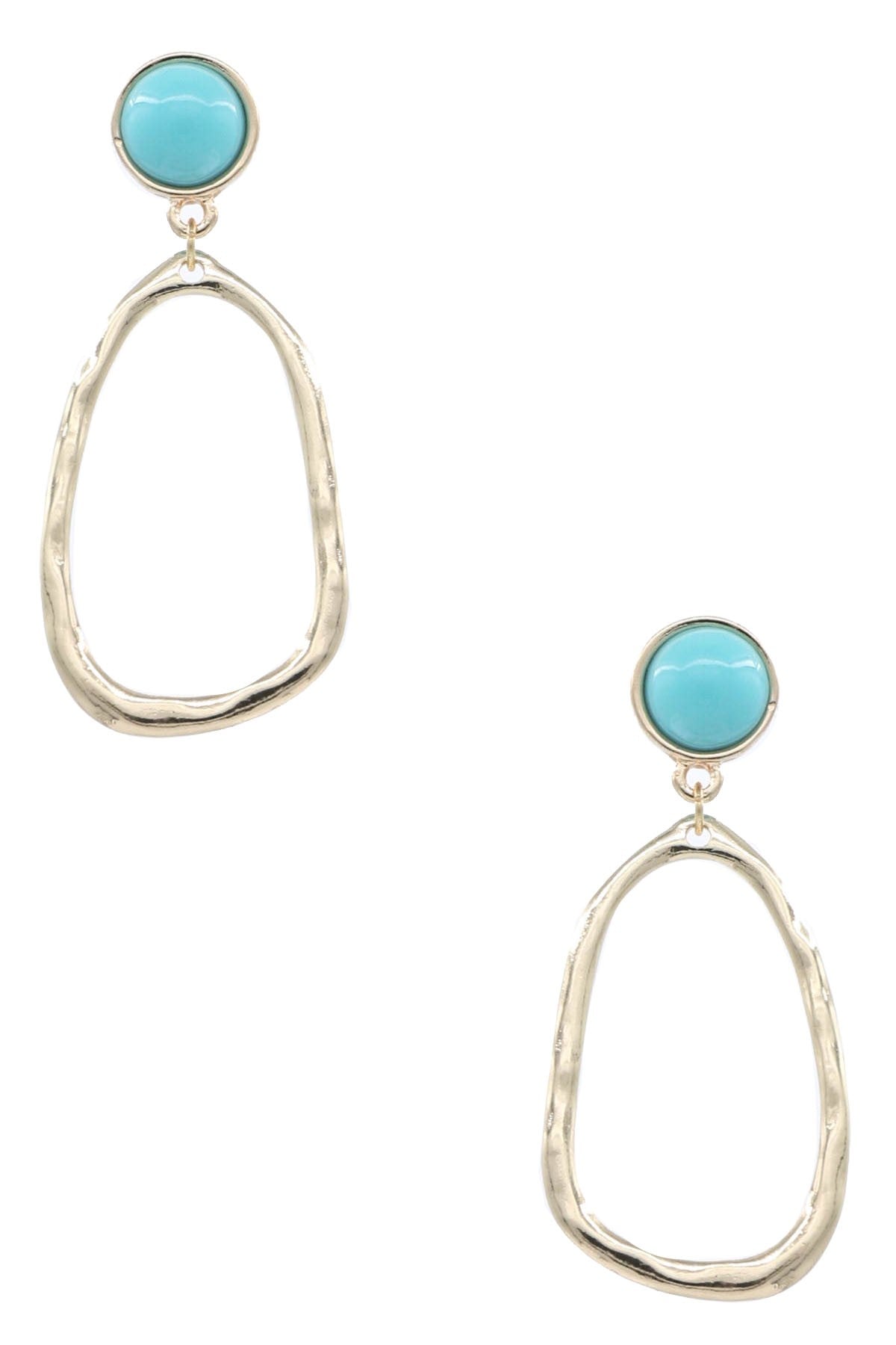 Metal Stone Oval Dangle Earrings - Mainstream Boutique