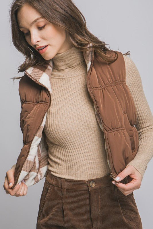 Reversible Puffer Vest - Mainstream Boutique
