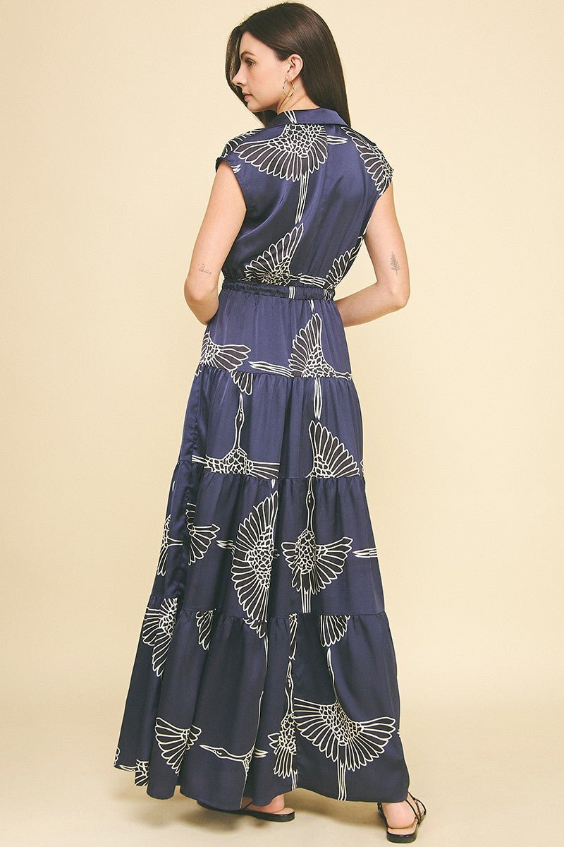 Pinch Tiered Maxi Dress - Navy - Mainstream Boutique