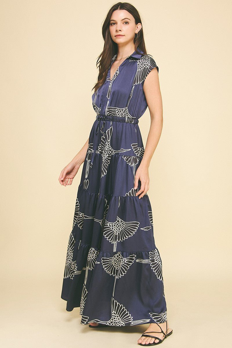 Pinch Tiered Maxi Dress - Navy - Mainstream Boutique